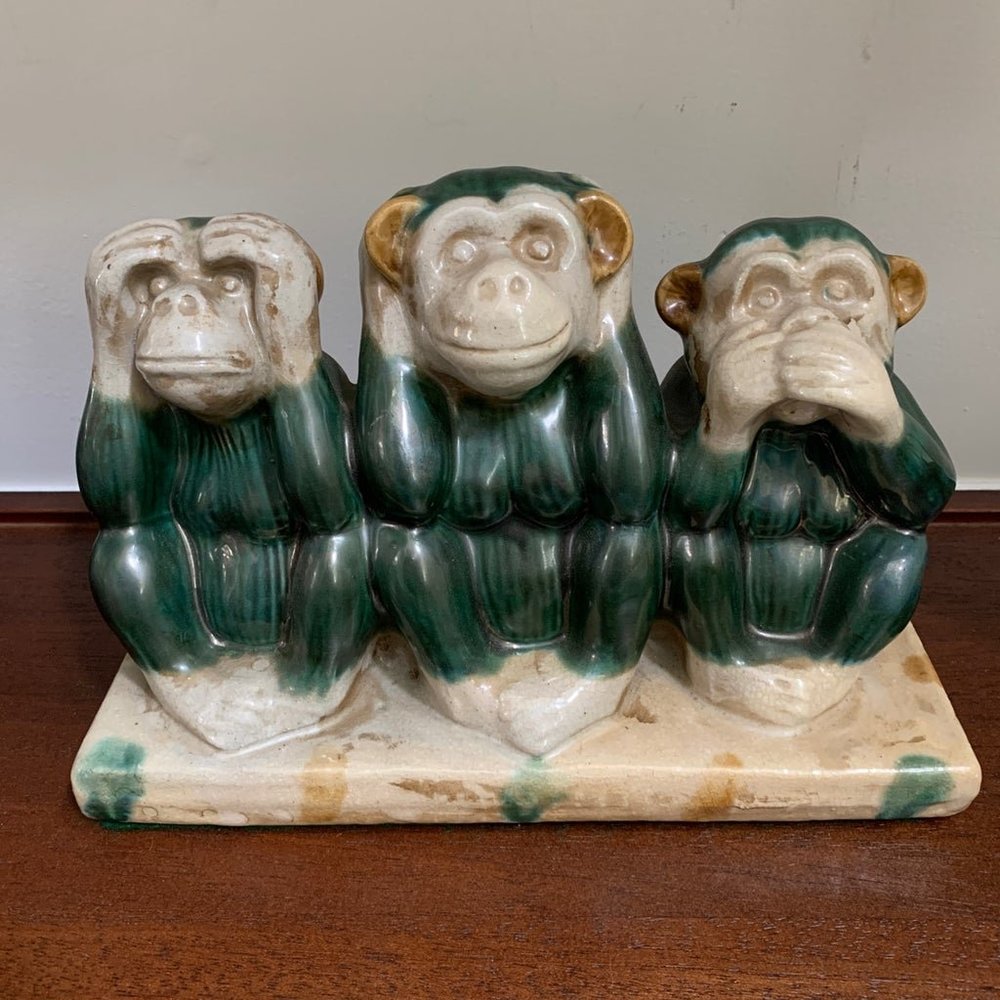 Vintage Majolica Style Monkeys